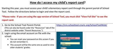 Instructions for accessing elementary report cards