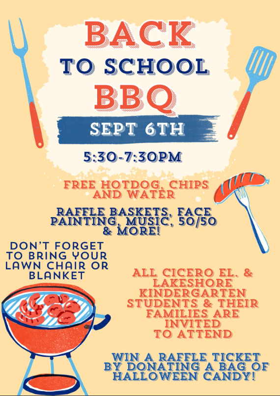 Cicero Elementary Back to School BBQ on Sept. 6 at 5:30 PM
